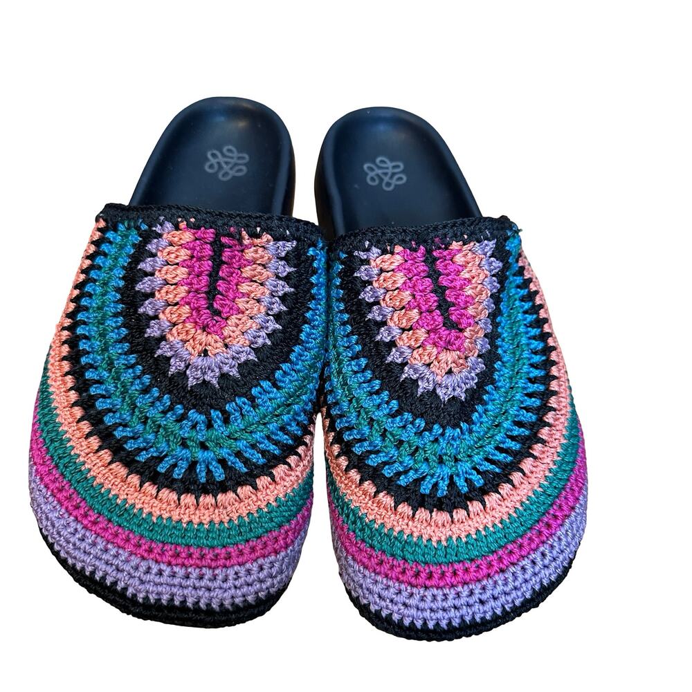 The Sak Bolinas Clog Rainbow Multi Color Hand Crochet Slip On Shoes Granny 8 - Picture 4 of 7
